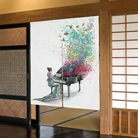 Color Piano Woman Elegant Music Theme Door Curtain Kitchen Doorway Partition Curtain Drapes Living Room Entrance Hanging Curtain 1