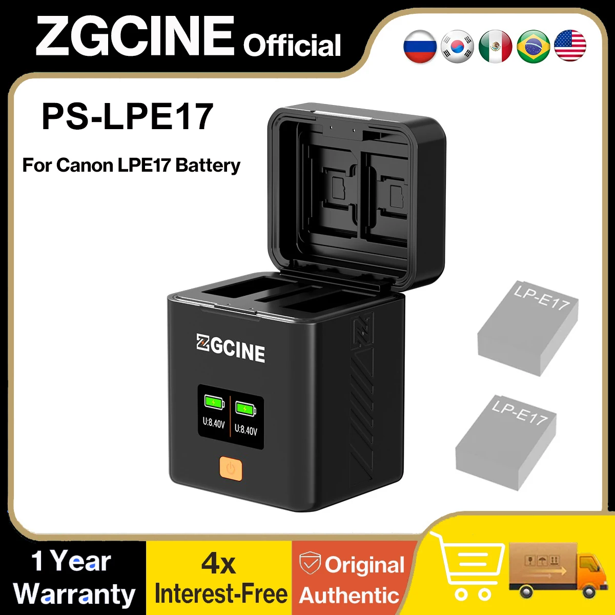 ZGCINE LP-E17 배터리 충전 케이스 USB-C PD 듀얼 슬롯 OLED 카드 리더 (캐논 R50 R10 R8 RP M50 M50II M6II 850D 800D 250D 호환)