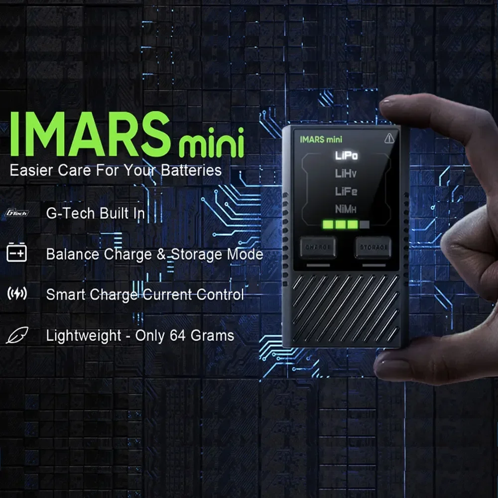 Écran du chargeur intelligent Gens ace Imars Mini 60W affichant les paramètres de charge