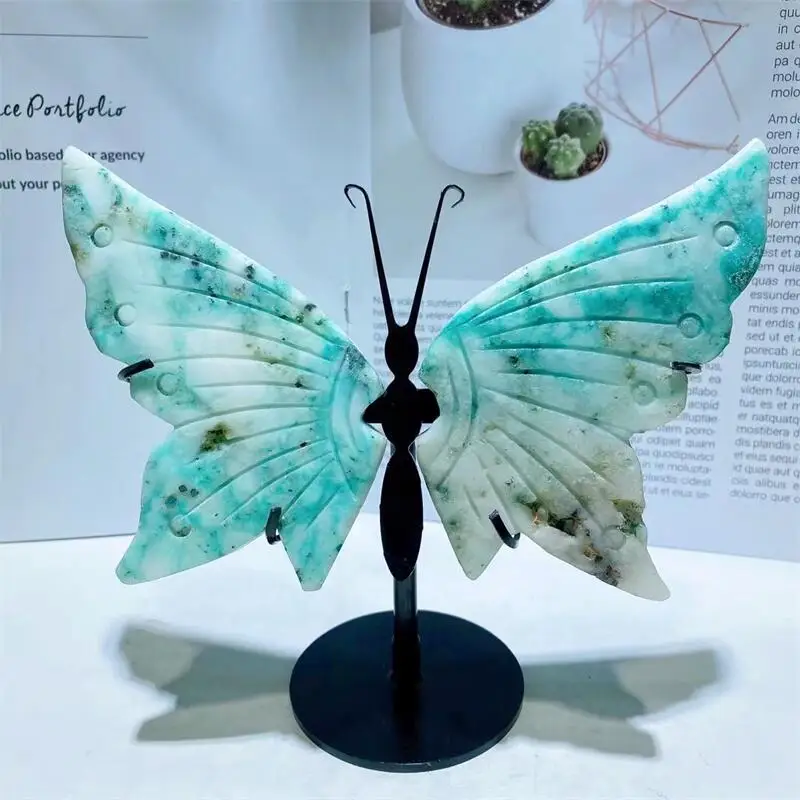 

Natural Chrysocolla Butterfly Wings Crystal Carving Crafts Healing Energy Lucky Stone Home Decoration Birthday Gift 1pair