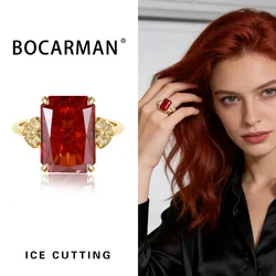 Mint Green Zircon Rectangular Vintage Wedding Ring - Colorful Statement Cocktail Jewelry (Red)