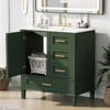 Bathroom Vanity Set 30" with Sink Cabinet Drawers Doors Modern Green Wood Single Vanity Floor Storage Organize Residence Quiet 4