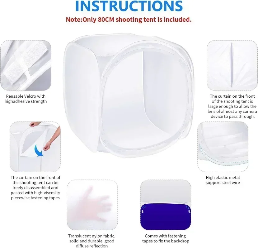Photo Studio Shooting Tent Light Cube Diffusion Soft Box Kit with Backdrop (Red Dark Blue Black White) for Photography