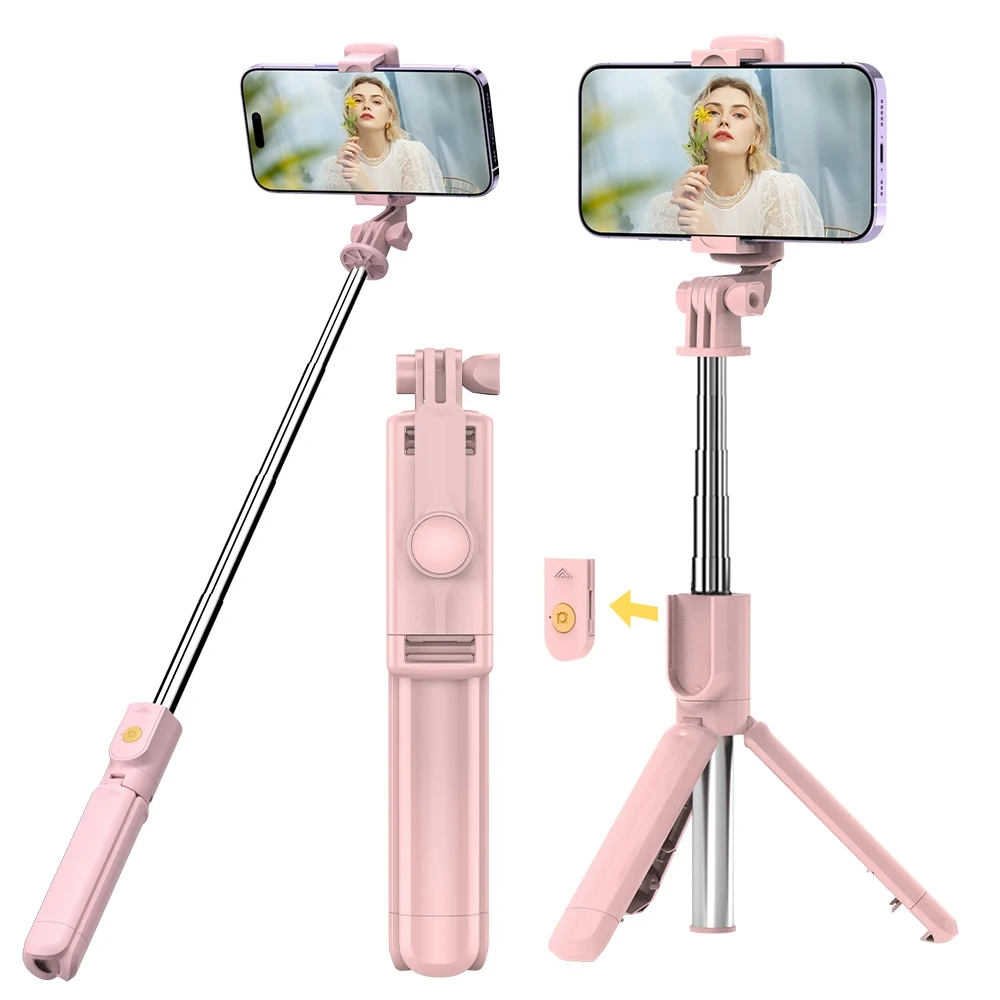 Wireless Selfie Stick Tripod Stand with Detachable Remote for iPhone Mobile Phone Live Streaming
