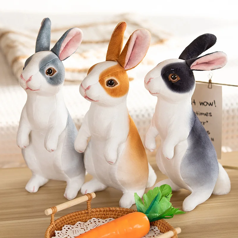

27CM Realistic Cute Rabbit Plush Fur Simulation Kawaii Animal Easter Bunny Rabbit Toy Model Kids Nice Gift Home Decoration