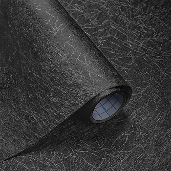 วอลล์เปเปอร์ติดด้วยตนเองกันน้ําสีดําและฟิล์มพีวีซีคล้ายไหม: เหมาะสําหรับเครื่องสําอางในห้องน้ํา คาเฟ่ และห้องนอน 1