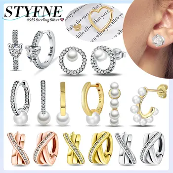 Earrings 925 sterling silver original certified Open Hoop Pearl earrings for women's High quality fine jewelry Gift