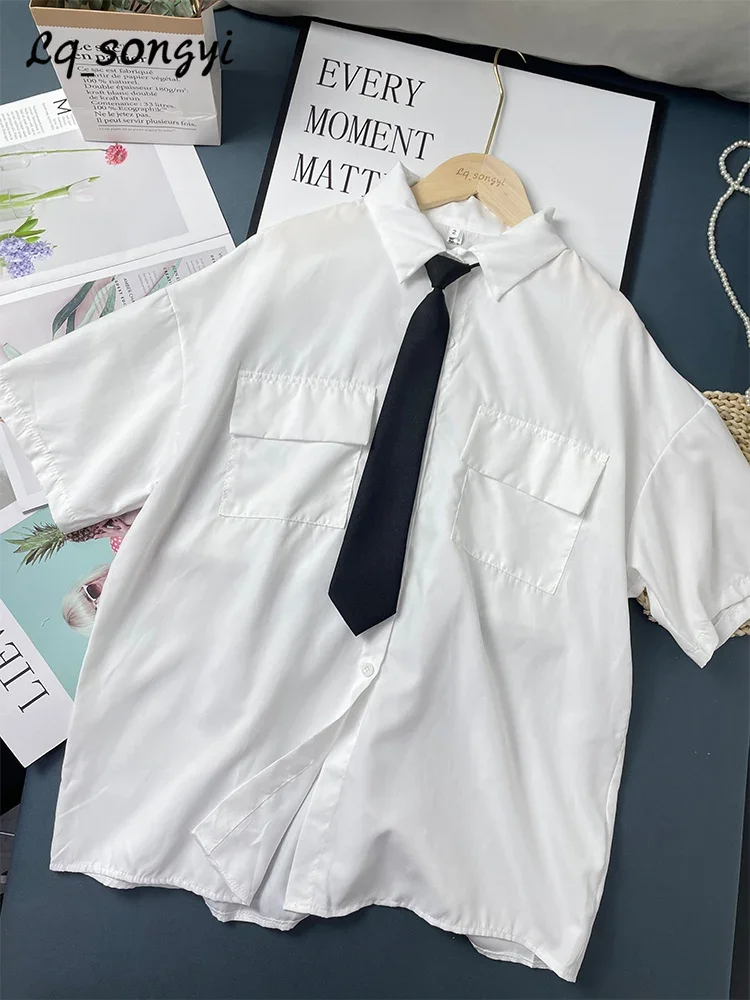 

Женские летние рубашки с коротким рукавом, свободного покроя