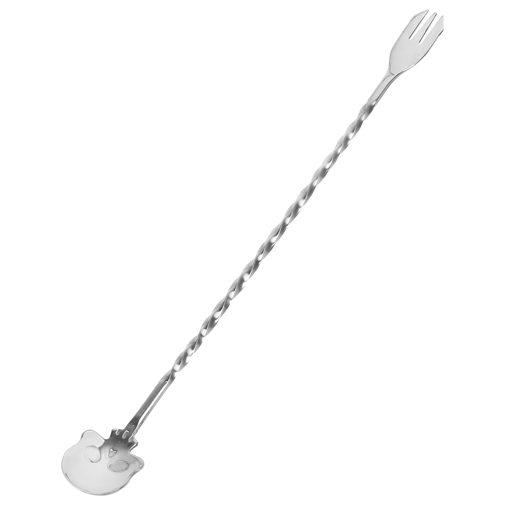 Stirrer Bar Spoon Stainless Steel Bartender Kitchen Tools Skull Bar Spoon Cocktail Pick Mixing Fork 25cm Swizzle Sticks cocktail spoon stainless steel stirrer