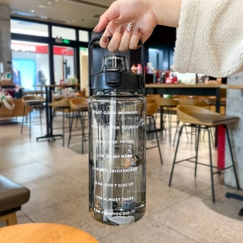 1pc Large Capacity Portable Water Bottle with Time Marker for Cycling Running Travel