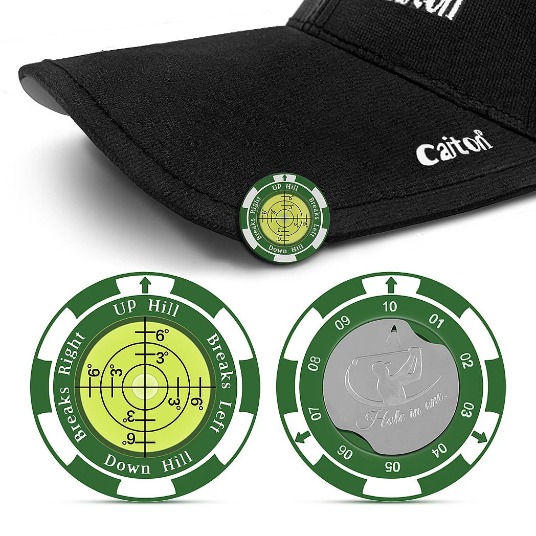Caiton Golf Marker with Magnetic Hat Clip High Precision Green Reading Aid Perfect for All Golfers Improve Putting Skills golf ball mark,golf hat clip