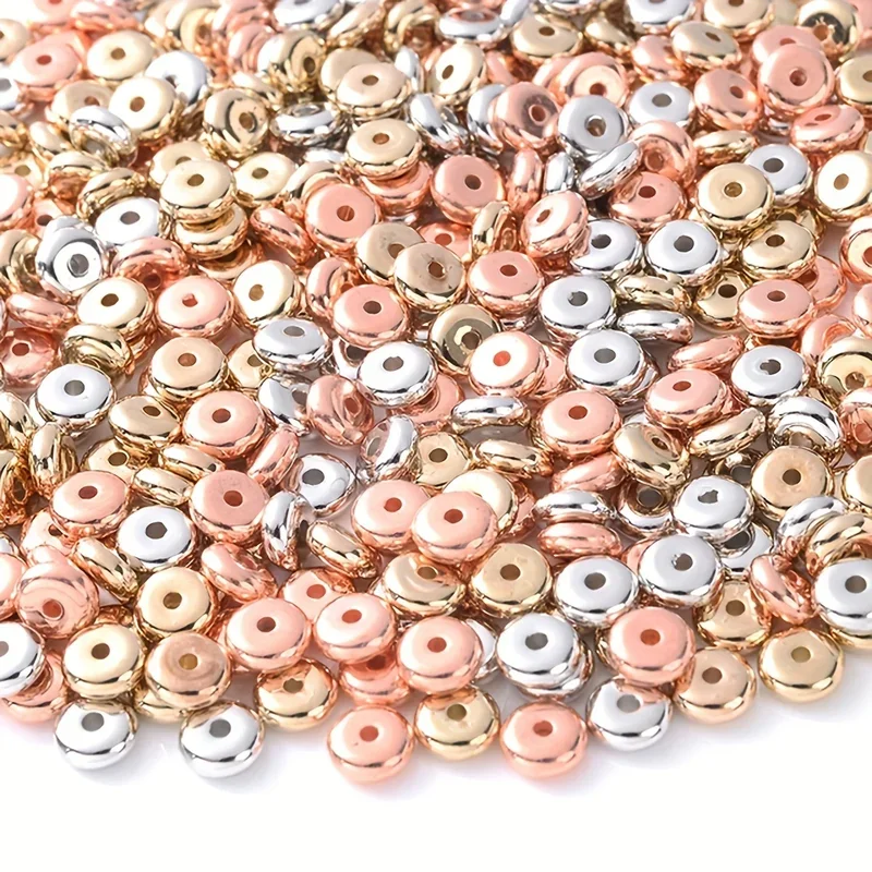 200 Stück gemischte Farben 6mm CCB Charm Spacer Radperlen, runde lose Perlen in Gold und Silber für DIY Schmuckherstellung Zubehör – Detail 3