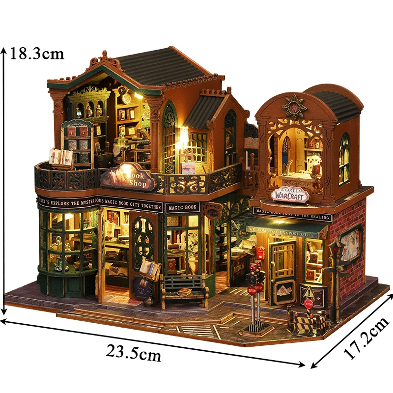 DIY Wooden Miniature Model Kit Twilight Book City Casa Doll Houses 3D Puzzle Dollhouse With Furniture for Friends Christmas Gift 6