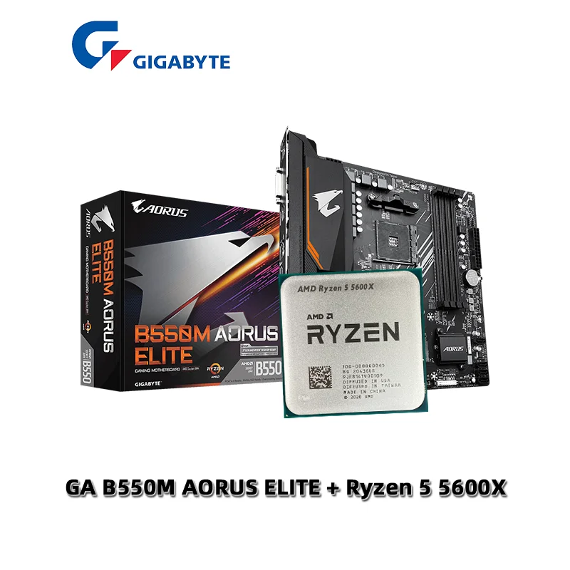 Carte Mère Amd Ryzen 5 5600x, Cpu + Ga B550m, Aorus Elite, Prise Am4 ...