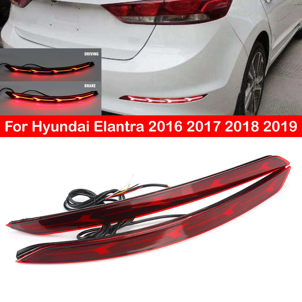 

For Hyundai Elantra 2016 2017 2018 2019 Car LED Rear Bumper Reflector Tail Brake Light Taillight Assembly Driving Warning Lamp