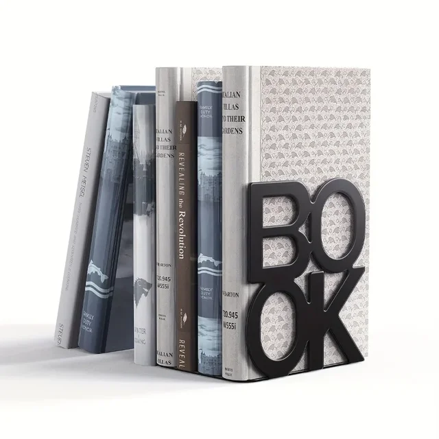 1pc Iron Bookends Book Stand Support for Home