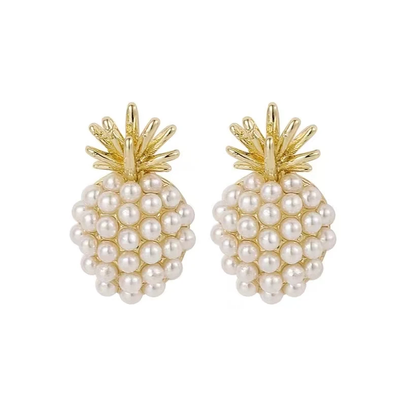 Pearl Earrings Trendy Fruit Pearl Earring For Women Exquisite Geometric Pineapple Imitation Pearls Stud Earrings Fashion Jewelry Gift