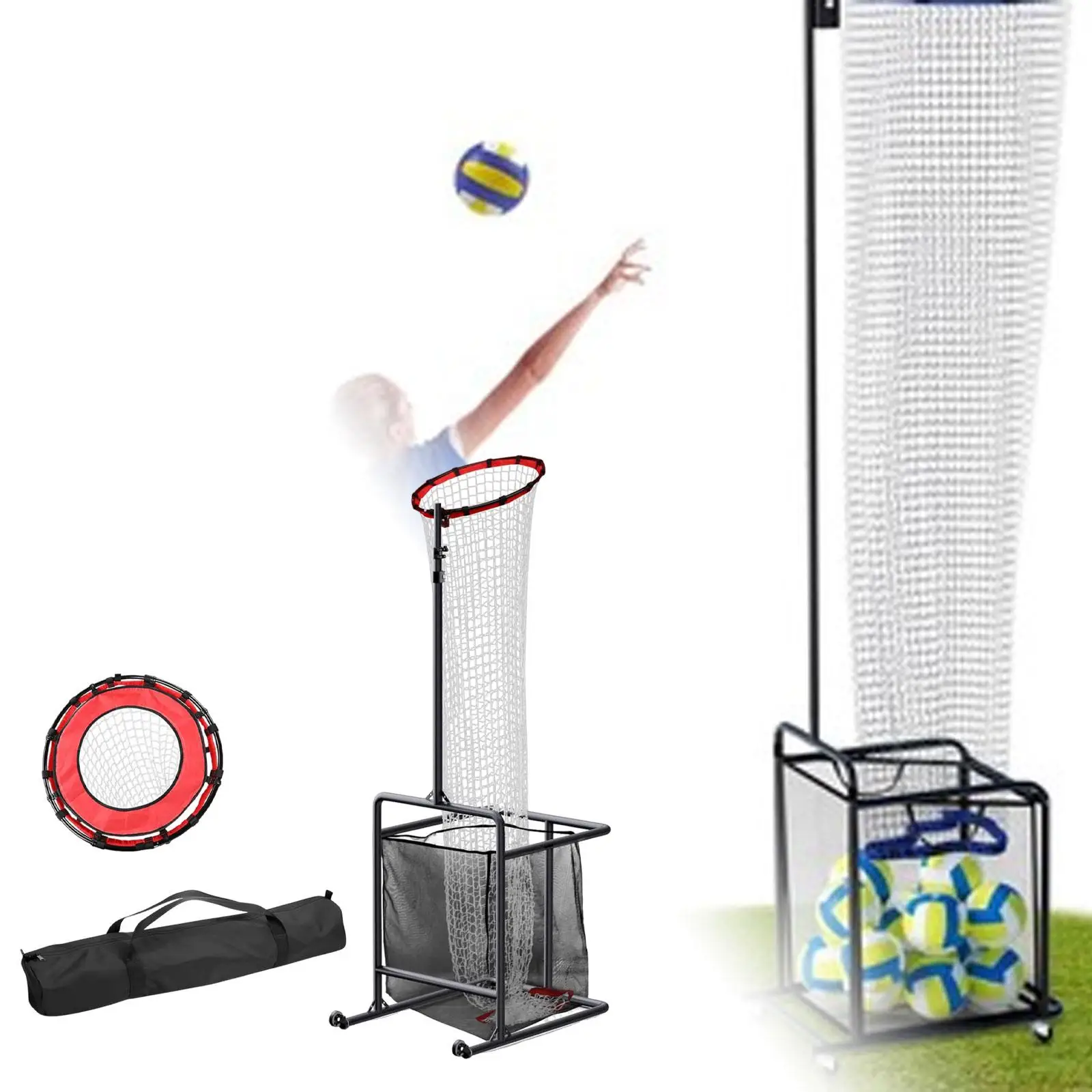 Volleyball Setter Training Net Serving Practice Improve Skills Sturdy Portable Adjustable Height and Angle Volleyball Target Net