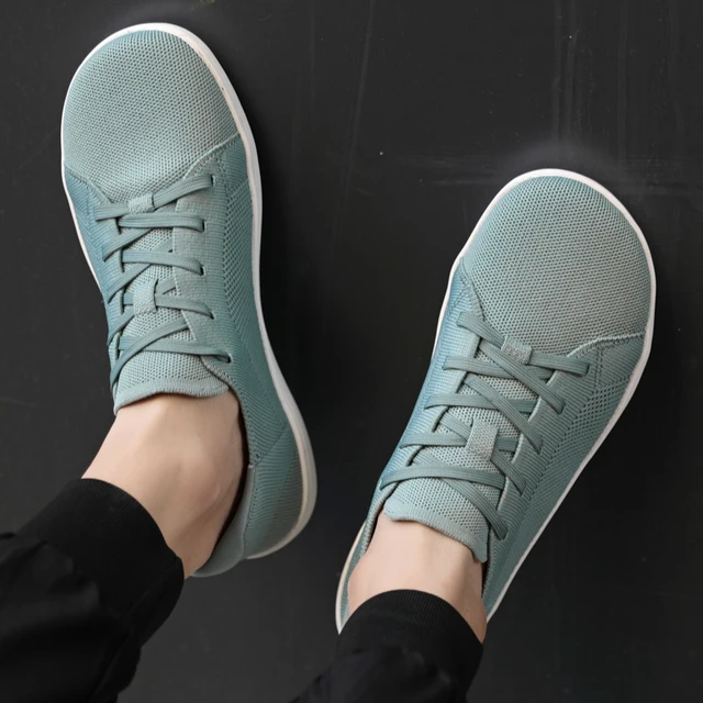 Simple Wide Footed Men's and Women Universal Mesh Breathable Sports Shoes Lightweight Soft Sole Zero Drop Sole Casual Flat Shoes