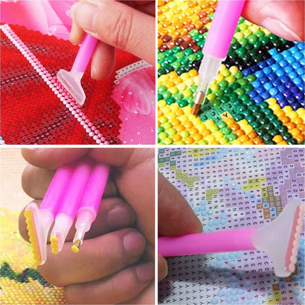 diamond painting 5D Diamond Art Painting Embroidery Art Pen Kit Set Accessories Foam Pencil Grips Pen Holder Tweezers Glue Clay Wax Green Trays