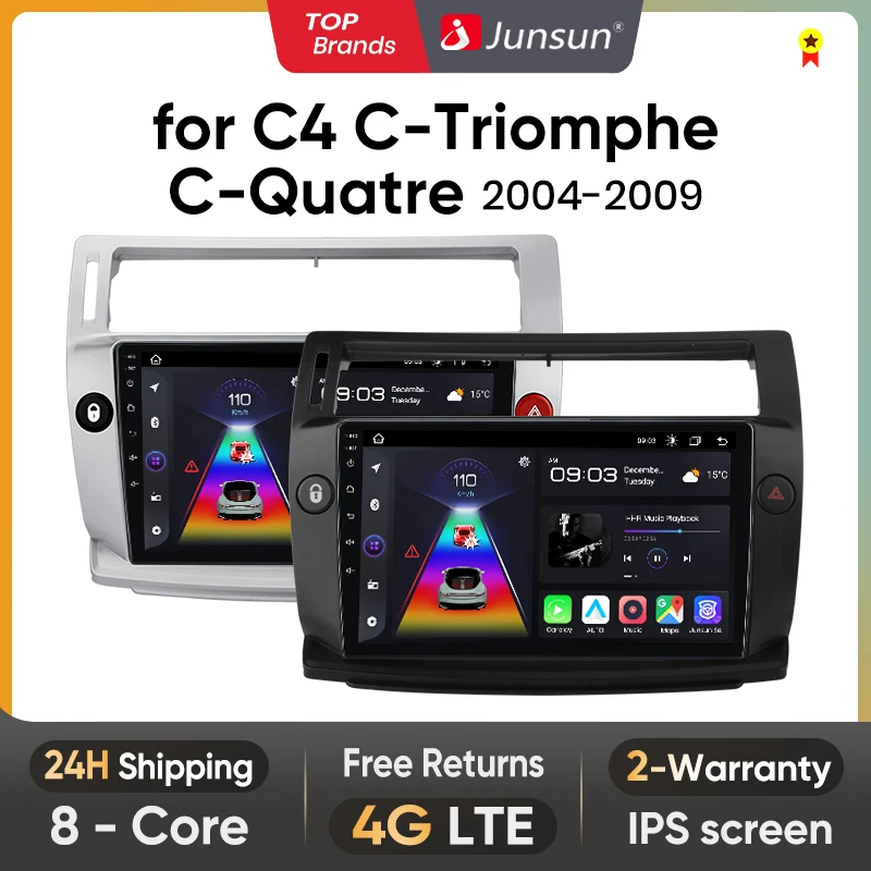 Junsun V1 Plus Car Radio For Citroen C4 C-Triomphe C-Quatre wireless CarPlay Android Auto No 2 din 2din DVD