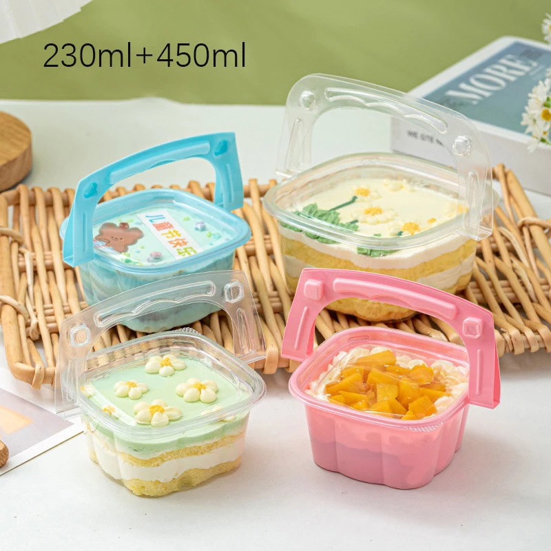 50Pc Disposable Packed Cake Box with Lid Ice Cream Pudding Jelly