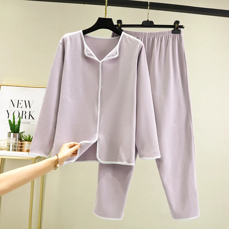 New Autumn and Winter Women's Pajamas Set Double Sided Darlon Warm Long Sleeve Pants Two Piece Large Loose Home Suit sleepwear