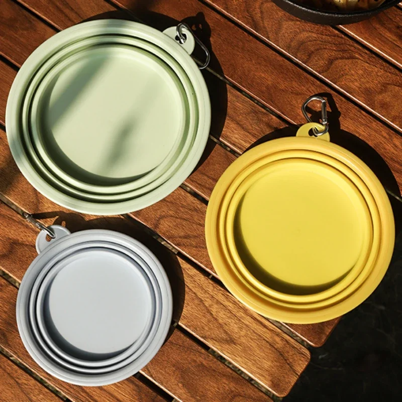 Dog Feeders Folding Silicone Bowl Outdoor Travel Foldable Portable Cat Dog Food Water Container Feeding Tray Bowl Pet Supplies 5