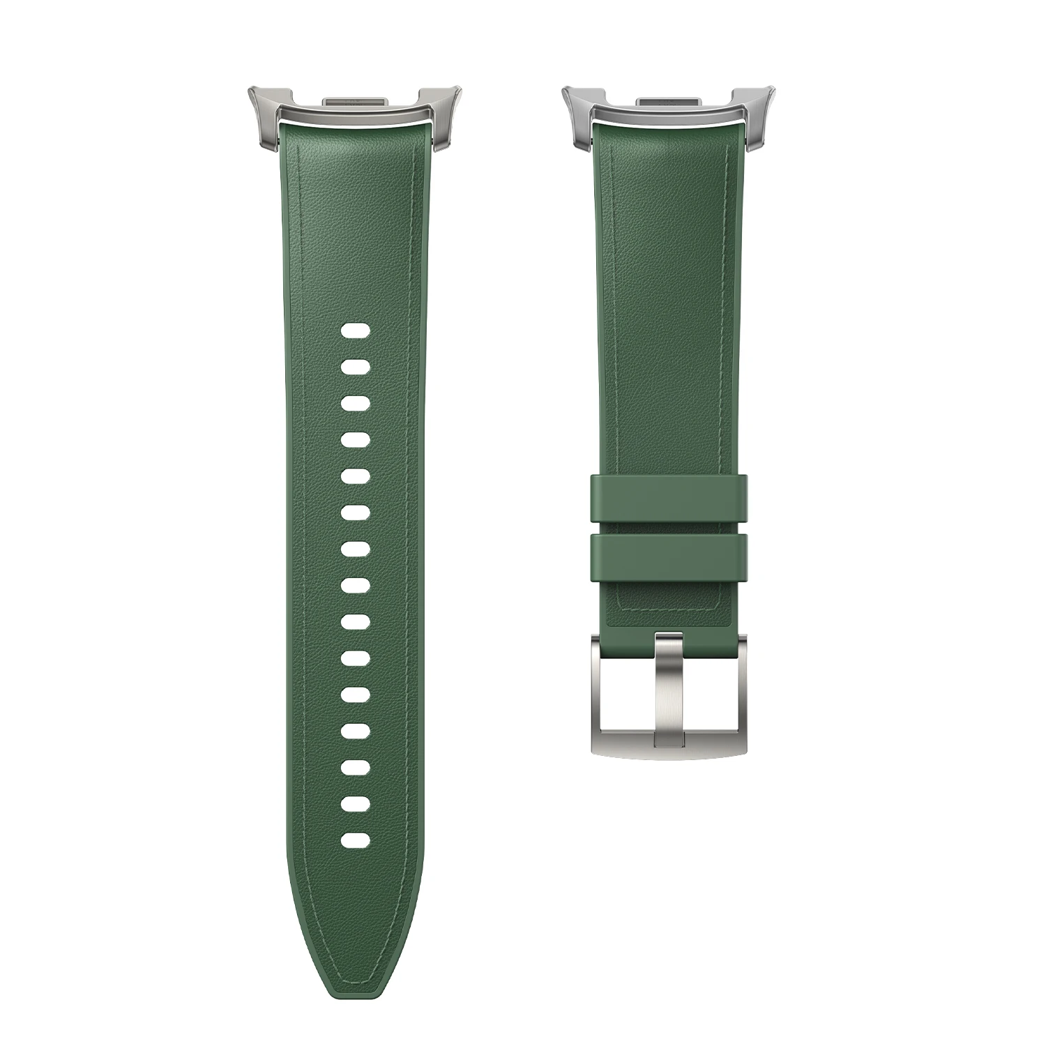 Premium Silicone & Leather Watch Strap - Elegant No-Gap Design Bracelet Accessory