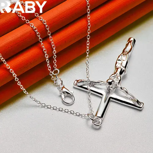 925 Sterling Silver Jesus Cross Pendant Necklace For Man Women 18-30 Inch Snake Chain Fashion Jewelry Individuality Accessories - Image 3
