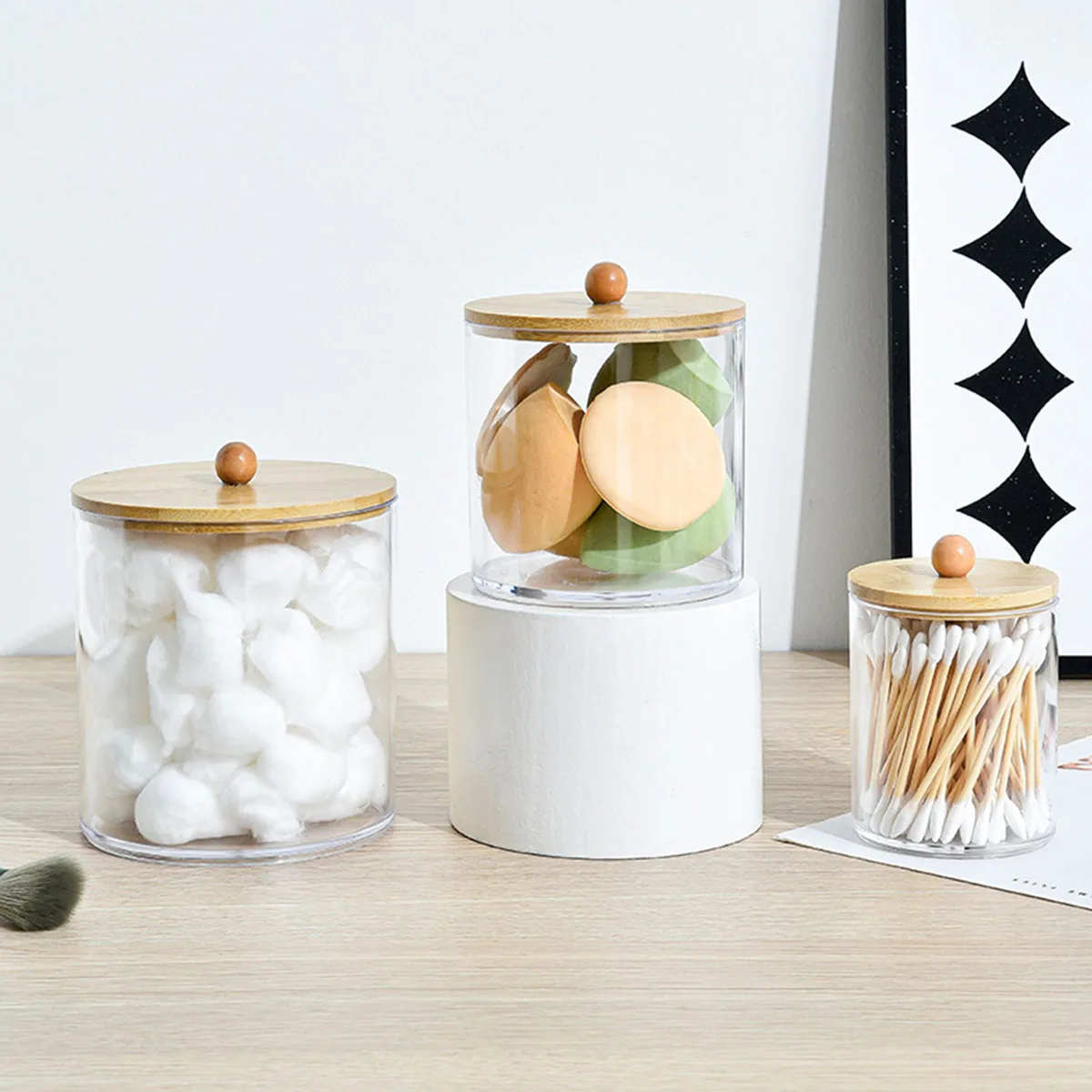 Acrylic Cotton Swab Makeup Organizer Cosmetics Storage Box Portable Make Up Cotton Pad Holder Container Storage Case 4
