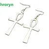 hroryn New Fashion Handmade Cross Egyptian Ankh Life Symbol Flower Cross Pendants Silver Color Earrings For Womens Style 1