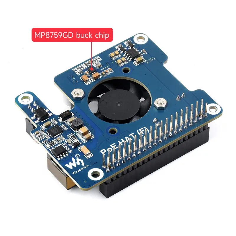 Raspberry Pi 5 PoE HAT (F) 802.3af/at High Power Over Ethernet Onboard Cooling Fan with Metal Heatsink for RPi 5 Pi5 image 5