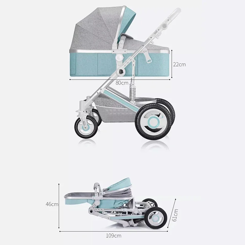 Lightweight Luxury Baby Stroller Portable High Landscape Aluminum Alloy One-Key Car Collection Outdoor Travel Four-Wheel Rubber