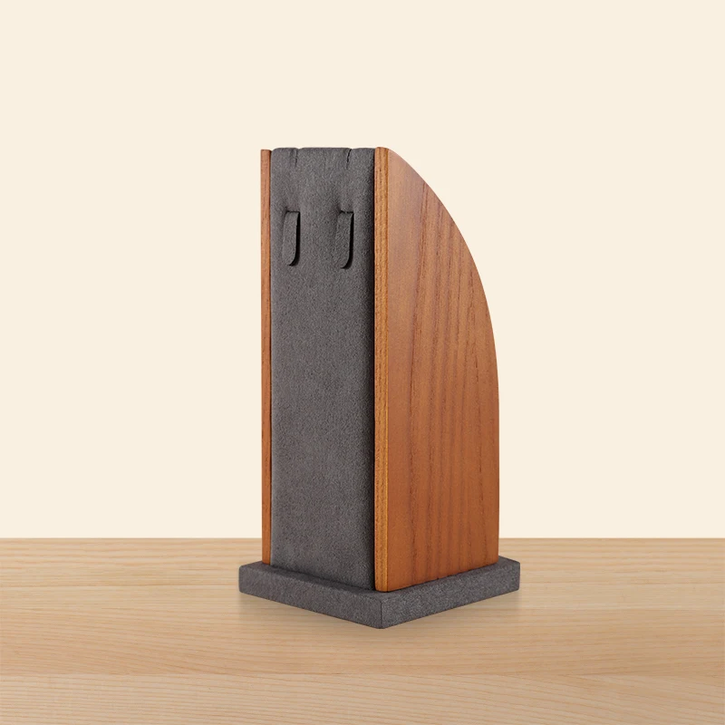 YinBeiNi 2Pcs/ Set Solid Wood Jewelry Display Stand Necklace Pendant Display Rack Counter with Microfiber Jewelry Display Props