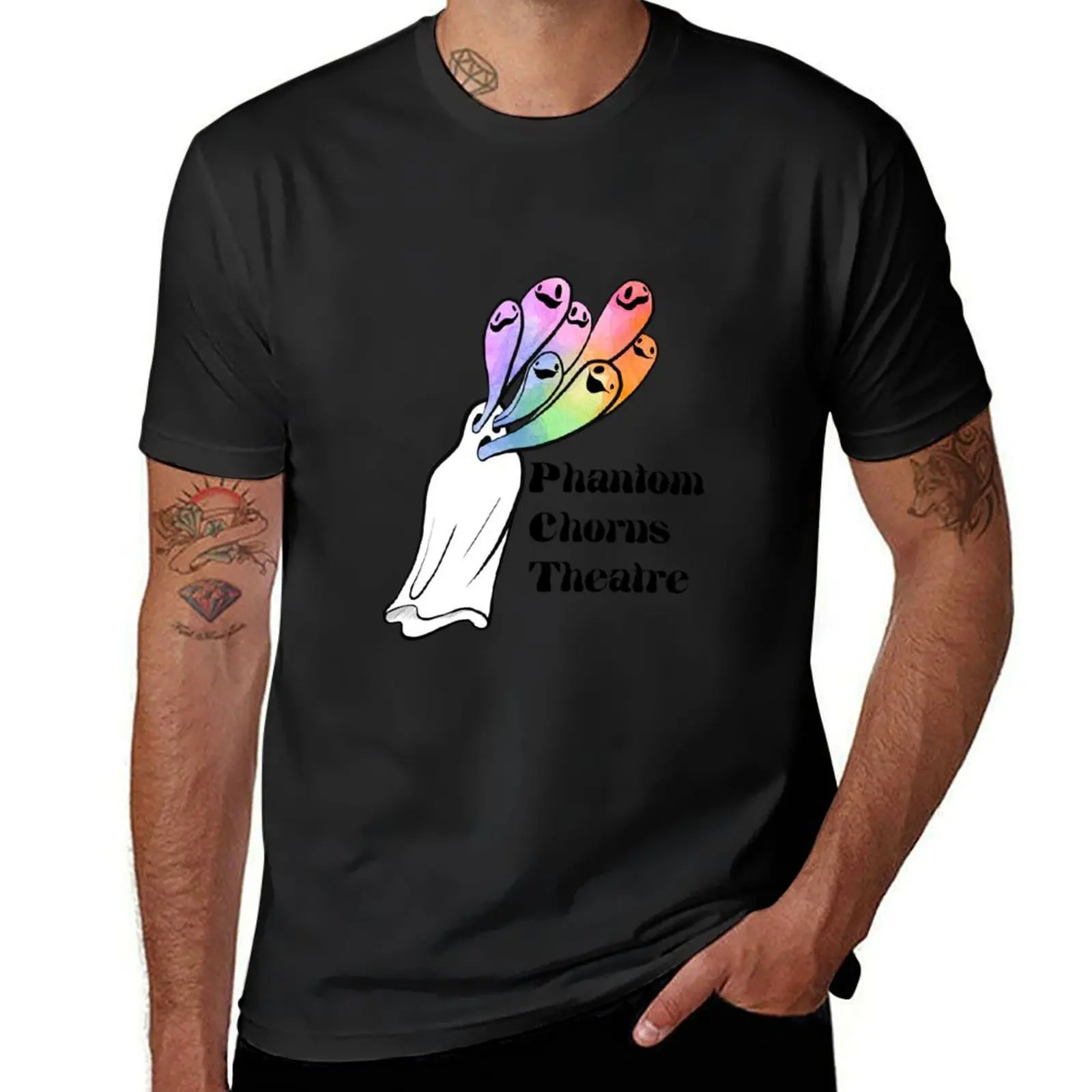 Phantom Chorus Theatre logo (black text) T-Shirt customs design your own quick drying plus size tops t shirt for men