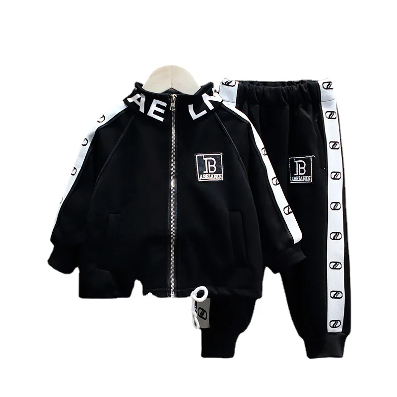 

Детский спортивный костюм на весну и осень, Модный комплект одежды для мальчиков, хлопковый свитер + брюки, комплекты детской одежды