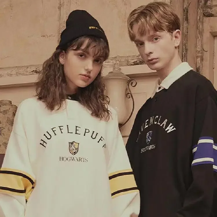 NEW Harried Sweatshirts Couple Sweatshirt Gryffindor Lapel Letter Slytherin College Top Polo Shirt Novelty Hufflepuff Ravenclaw