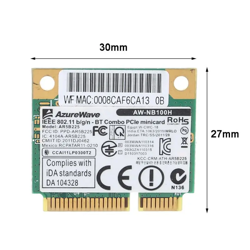 하프 미니 PCI-Express BT4.0 Wlan 무선 Wifi 카드 어댑터 AW-NB097H AW-NB126H P9JB