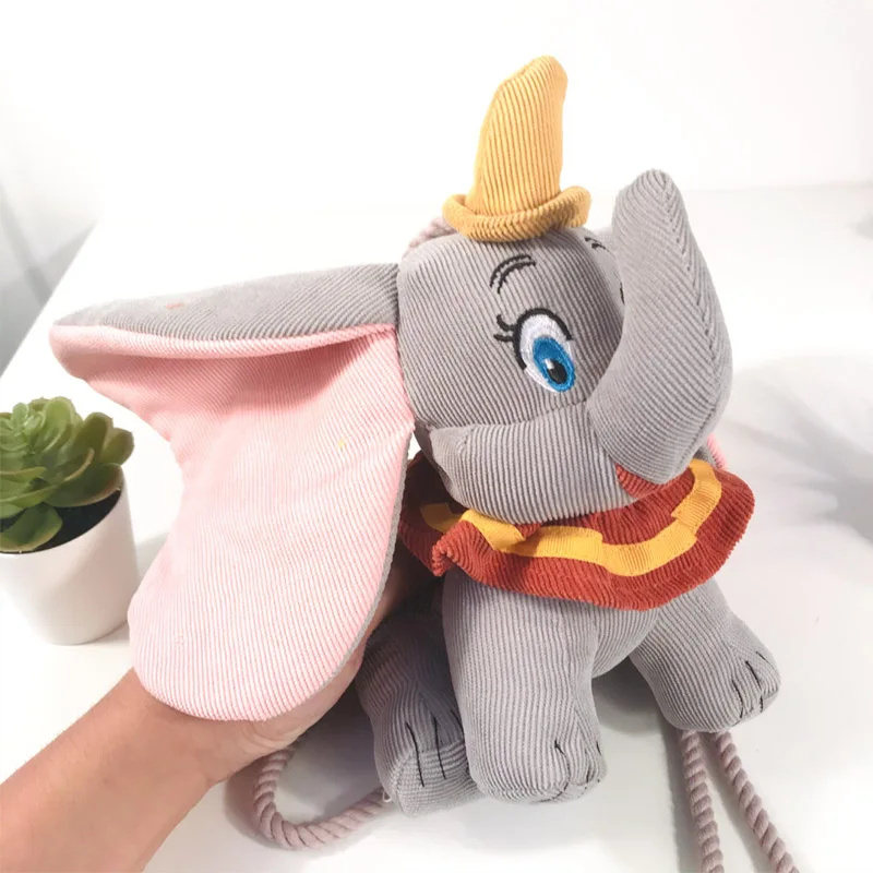 Disney Dumbo Plush Doll Crossbody Bag Cute Women Shoulder Bags Grey 3D Elephant Children's Diagonal Mini Ladies Shoulder Bag 2