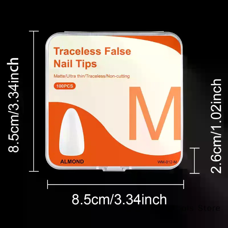 100Pcs/box Single Size Full Cover False Nail Tips Clear Press On The Tip Nail Extension Short Trapezoid Rllipse Almond Style