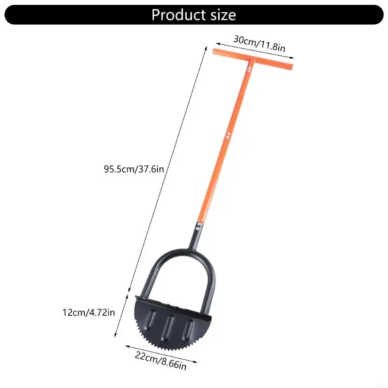 E15A Manual Half Moon Lawns Grass Edge Shaper Tool With 30cm T Handle For Enhancing Leverage Transportation Easy Soil Cutting