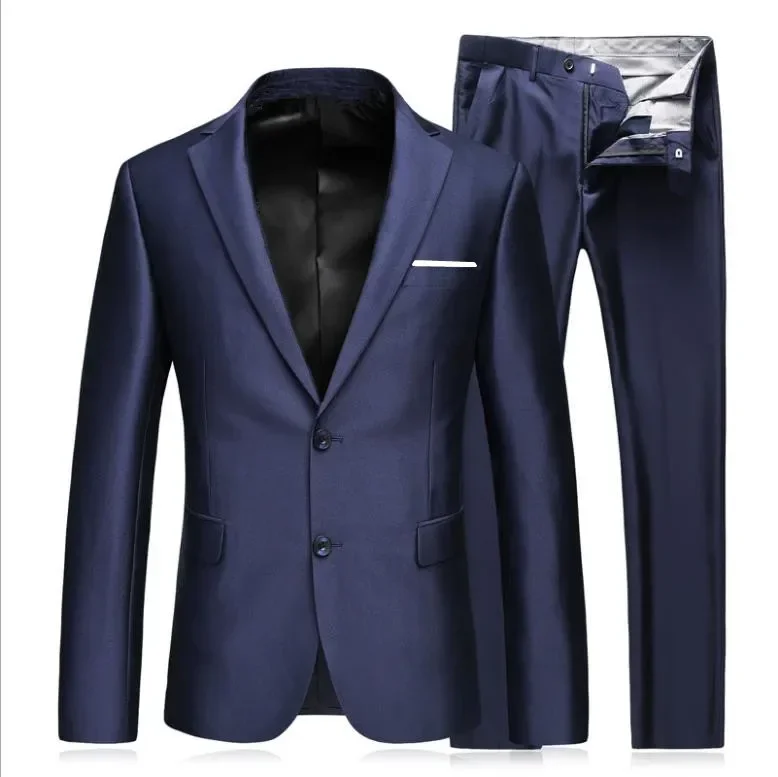 Men Business Fashion Gentleman 2 Piece Suit Set formal suit Blazers Coat Jacket Pants Classic Trousers