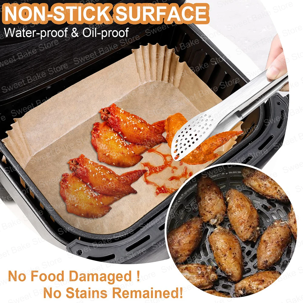 Air Fryer Paper Liners Disposable 8.6x5.5" Rectangle Parchment