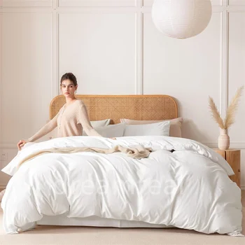 Set di Biancheria da Letto 100% Cotone, Set di Quattro Pezzi in Cotone Lavato, Set Copripiumino per Letto Matrimoniale