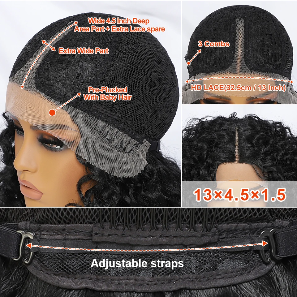 20" Kinky Curly Synthetic Lace Front Wigs Black Blonde for Women Female Ginger Red Heat Resistant Natural Cosplay Wig lace front wig,lace wigs,synthetic wigs,womens synthetic wigs