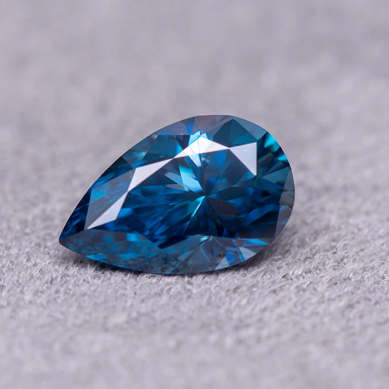 

Moissanite Stone Pear Cut Sapphire Blue Colour Lab Created Heat Diamond Jewelry Making Materials Comes with GRA Certificate