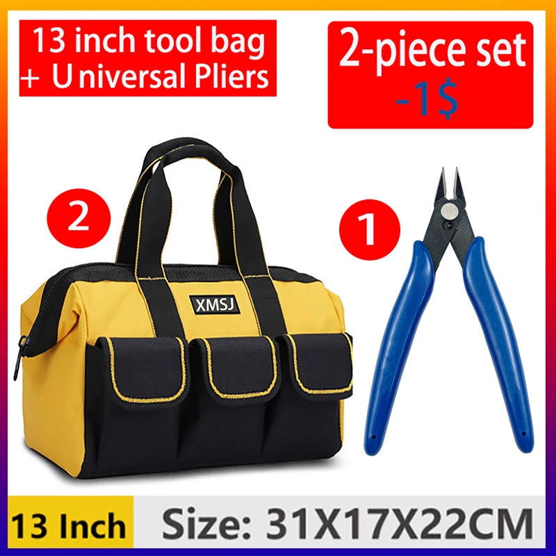 Tool Bag Waterproof Tool Bag Multifunction Repair Installation Canvas Large Thicken Durable Electrician Tool Box Work Pocket2022 New Electrician Bag Tool Organizers Portable Multi Pocket Waterproof Tool Kit Function Tool Bag 1680D Oxford Cloth BagUniversal Pliers Multi Functional Tools Electrical Wire Cable Cutters Cutting Side Snips Flush Stainless Steel Nipper Hand ToolsTool Bag Portable Electrician Tool storage Bag Carpentry Hardware Repair Installation Canvas Large Thicken Tool Box Work Pock Tool Storage Items