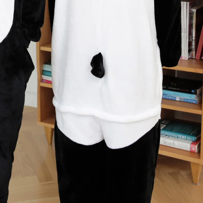 Unisex Adult Cartoon Panda Costume Halloween Christmas Sleepwear Jumpsuit Onesies Warm Plush Cosplay Pajamas For Women And Men