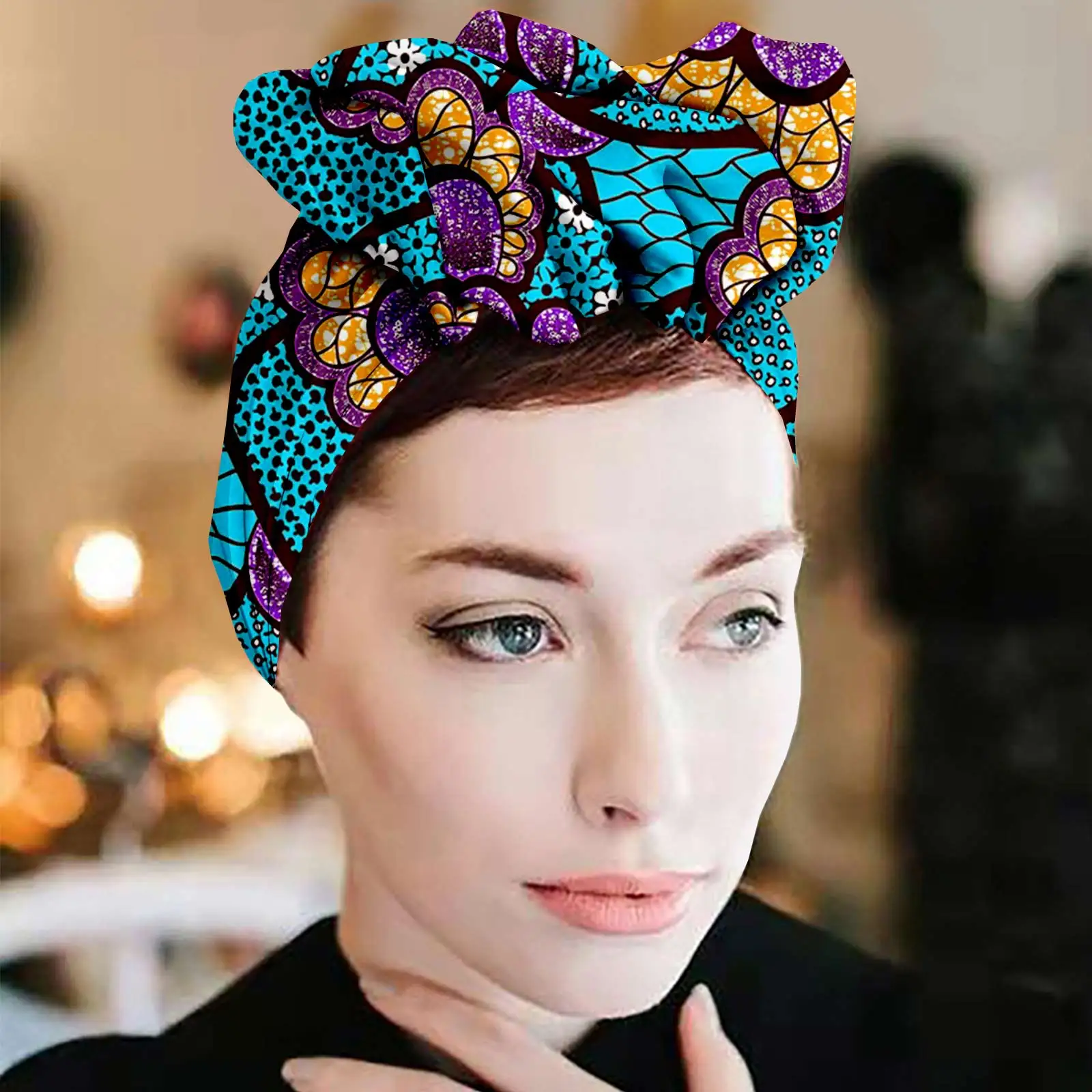 Afripride-African Women\'s Ankara Printed Headscarf, Floral Headscarf, 90cm * 110cm, A2228006